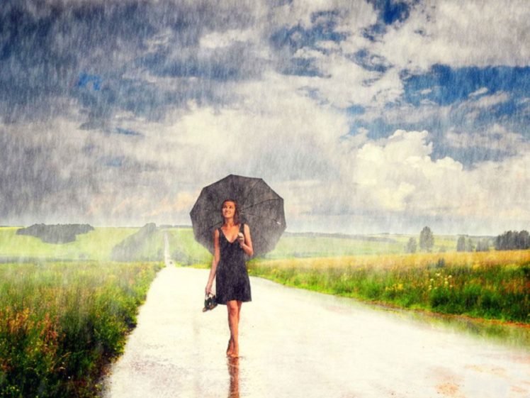 women, Rain, Artwork, Classic art HD Wallpaper Desktop Background