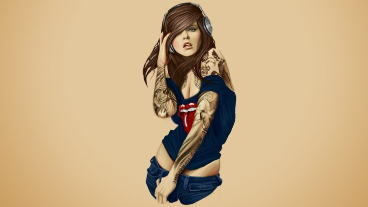 women, Tattoos, Rolling Stones HD Wallpaper Desktop Background