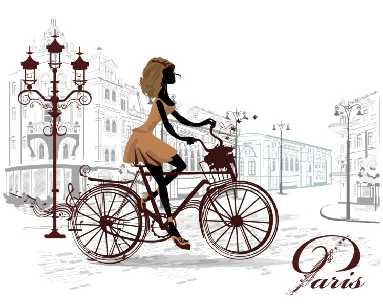 women, Bicycle, Artwork, Paris HD Wallpaper Desktop Background