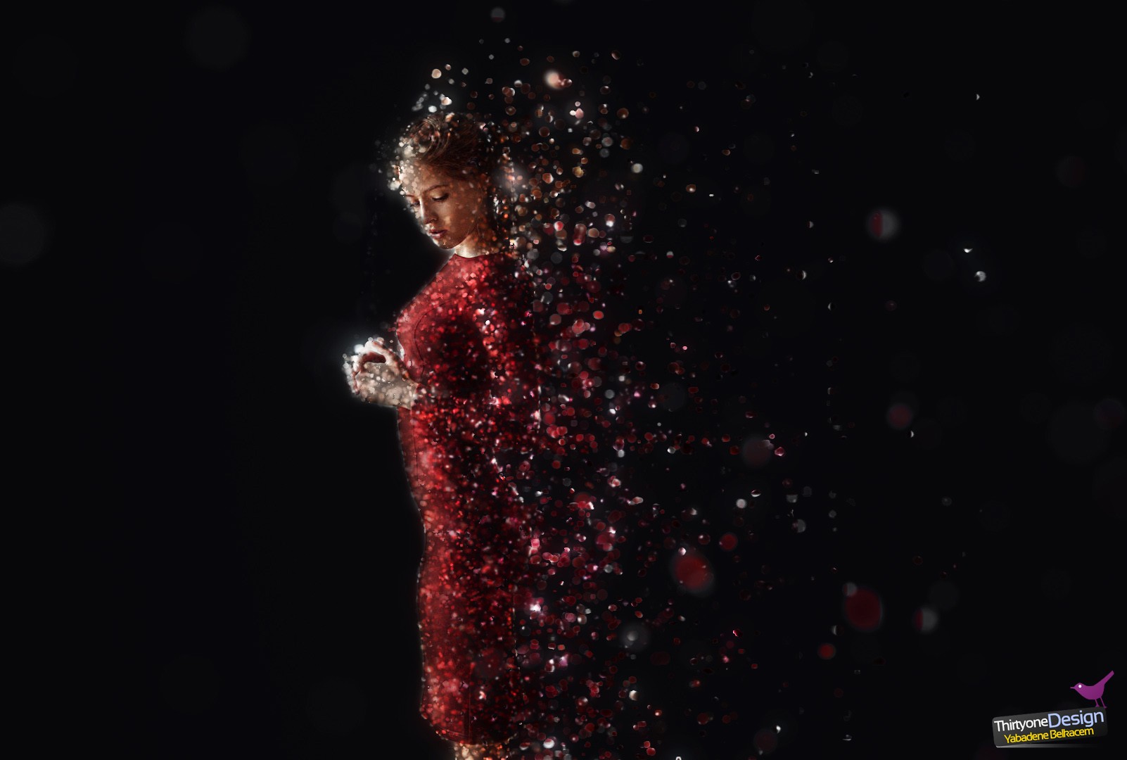 women, Red, Glitter, Photoshop, Effects, Robes Wallpaper