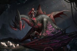women, Dragon, Fantasy art, Artwork
