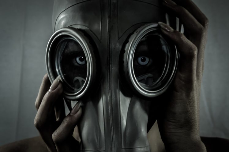 women, Gas masks HD Wallpaper Desktop Background