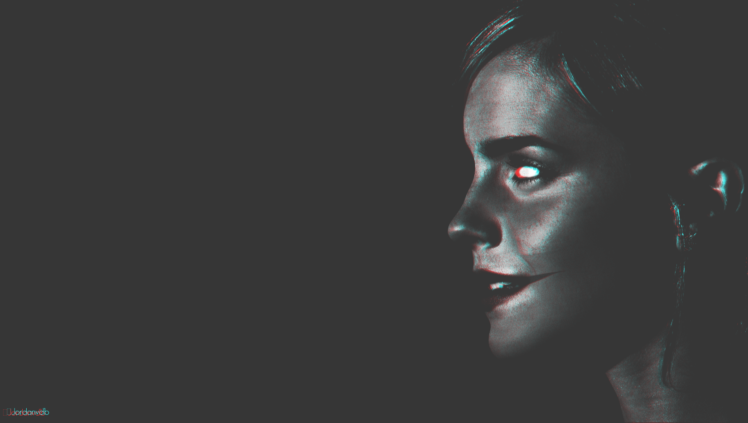 women, Actress, Emma Watson, 3D, Monochrome HD Wallpaper Desktop Background