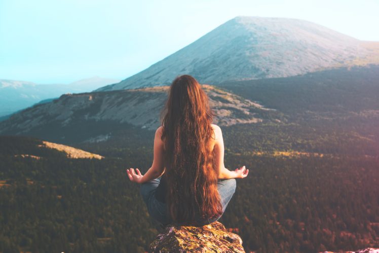 women outdoors, Landscape, Mountains, Meditation HD Wallpaper Desktop Background