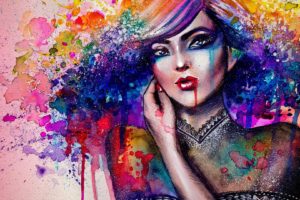 women, Colorful, Artwork, Painting
