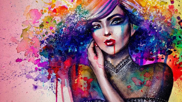 women, Colorful, Artwork, Painting HD Wallpaper Desktop Background