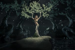 women, Fantasy girl, Digital art, Fantasy art, Night, Nature, Trees