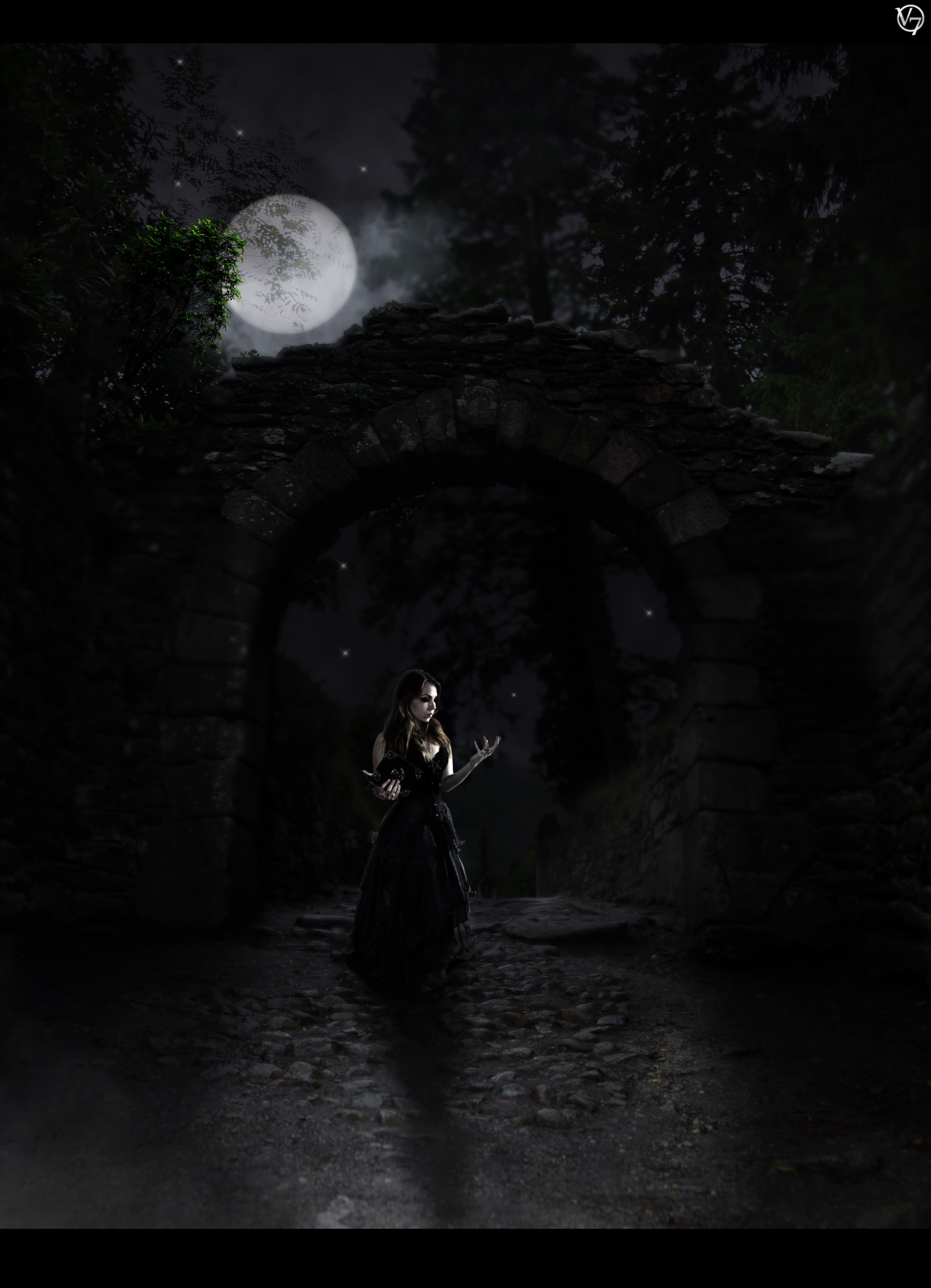 dark, Adobe Photoshop, Women, Night, Moon, Moonlight ...