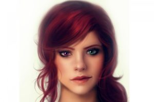 redhead, Women, Painting, Heterochromia