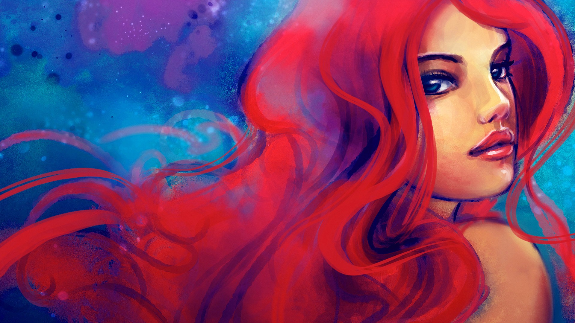 artwork, Redhead, Women, Mermaids, Disney, Alicexz, The Little Mermaid Wallpaper