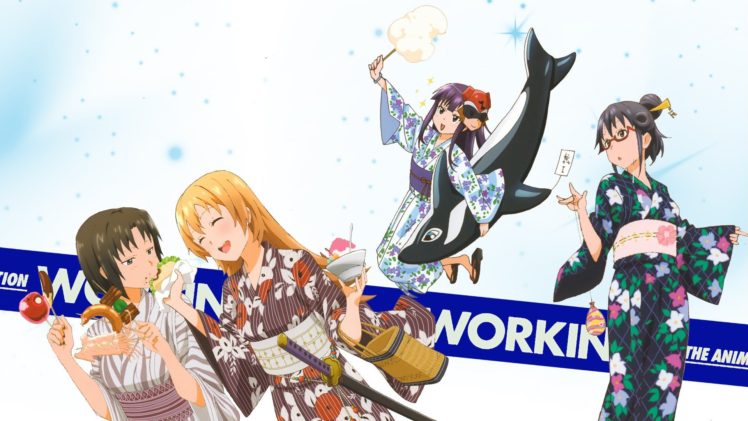 Working!!, Anime girls, Yamada Aoi, Todoroki Yachiyo, Shirafuji Kyouko HD Wallpaper Desktop Background