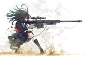 soldier, Sniper rifle, Anime girls