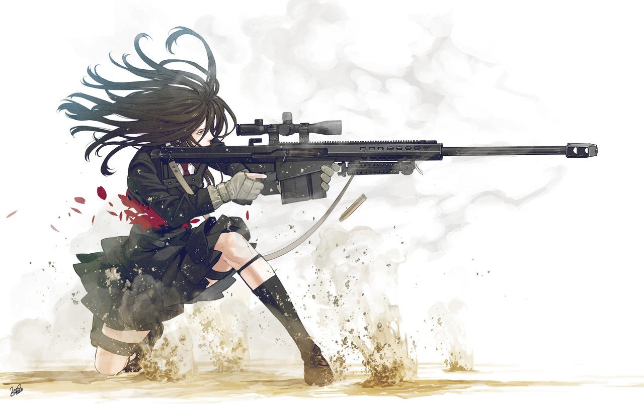 soldier, Sniper rifle, Anime girls Wallpaper