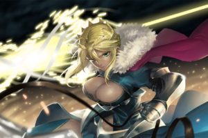 cleavage, Fate Stay Night: Unlimited Blade Works, Fate Grand Order, Saber, Armor, Weapon, Crown