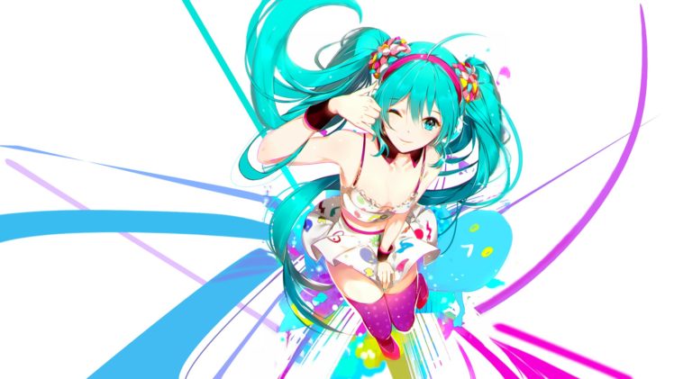 Hatsune Miku, Vocaloid, Thigh highs HD Wallpaper Desktop Background