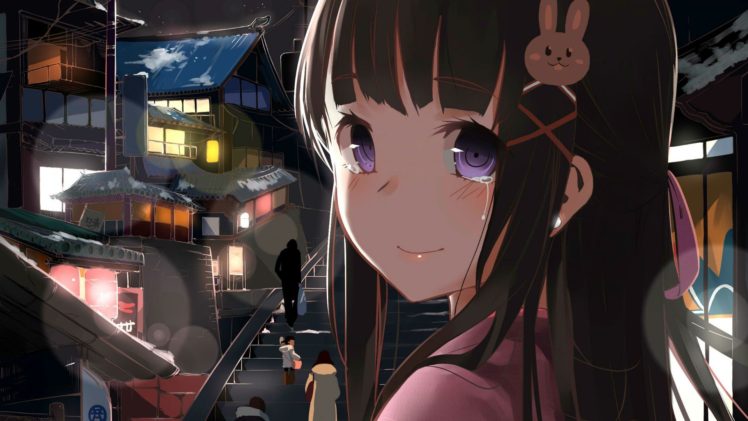 black haired anime girl HD Wallpaper Desktop Background