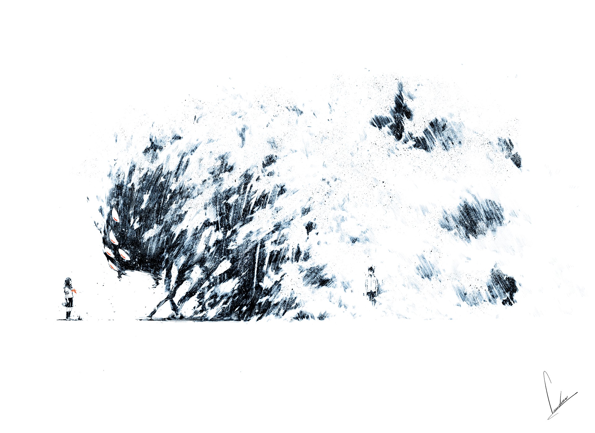 original characters, Digital anime art, Yoru no bakemono Wallpaper