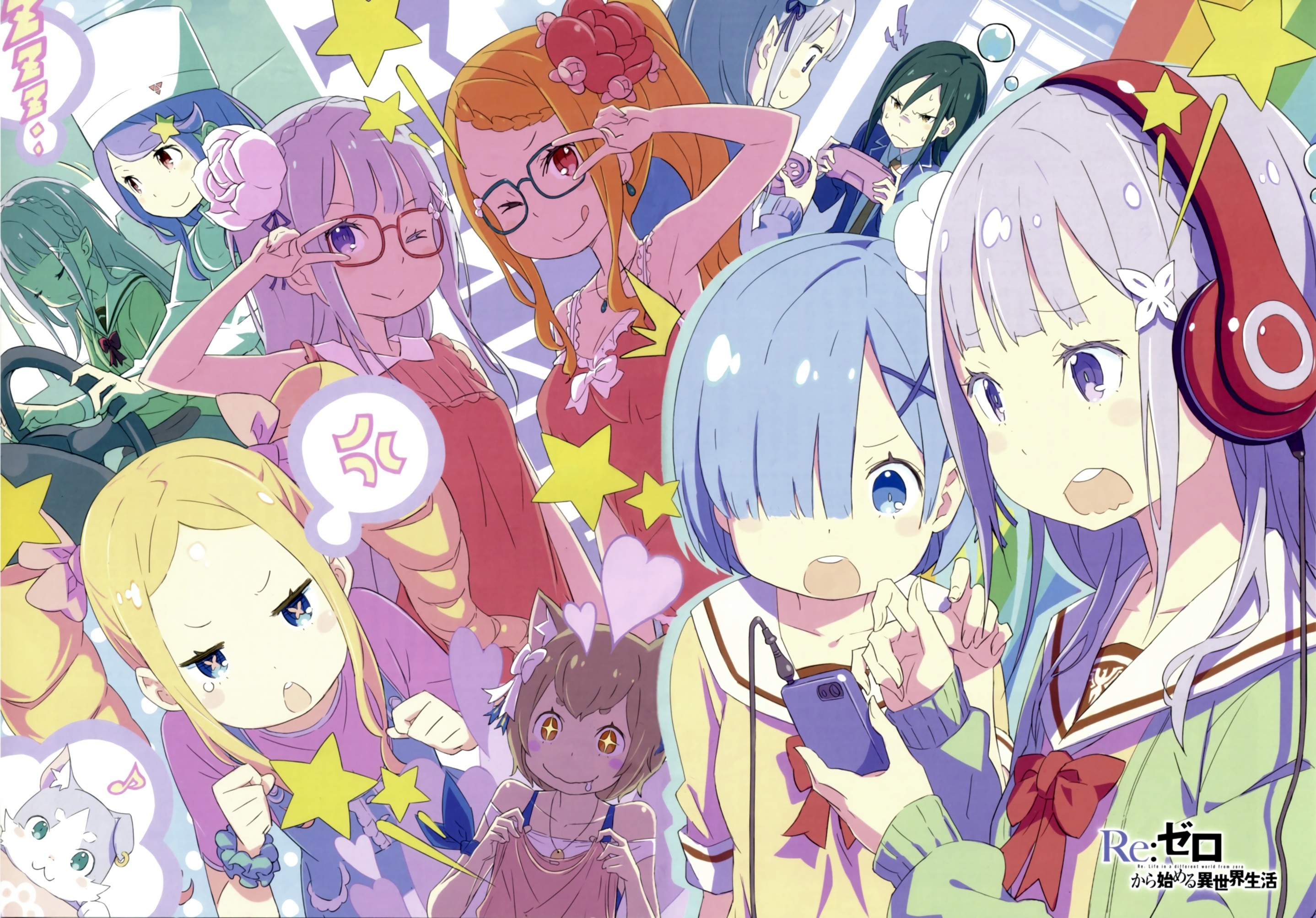 Re: Zero Kara Hajimeru Isekai Seikatsu, Anime girls, Rem (Re: Zero), Emilia (Re: Zero), Priscilla Barielle (Re: Zero), Beatrice (Re: Zero), Crusch Karsten (Re: Zero) Wallpaper