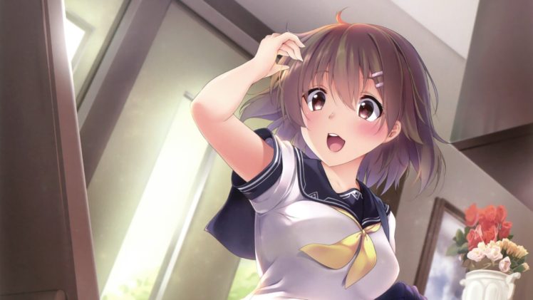 solo, Anime girls, School uniform, Anime HD Wallpaper Desktop Background