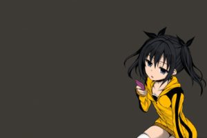 Fukunaga Yukito, Dark hair, Blue eyes, Twintails, Phone, Anime, Manga, Anime girls