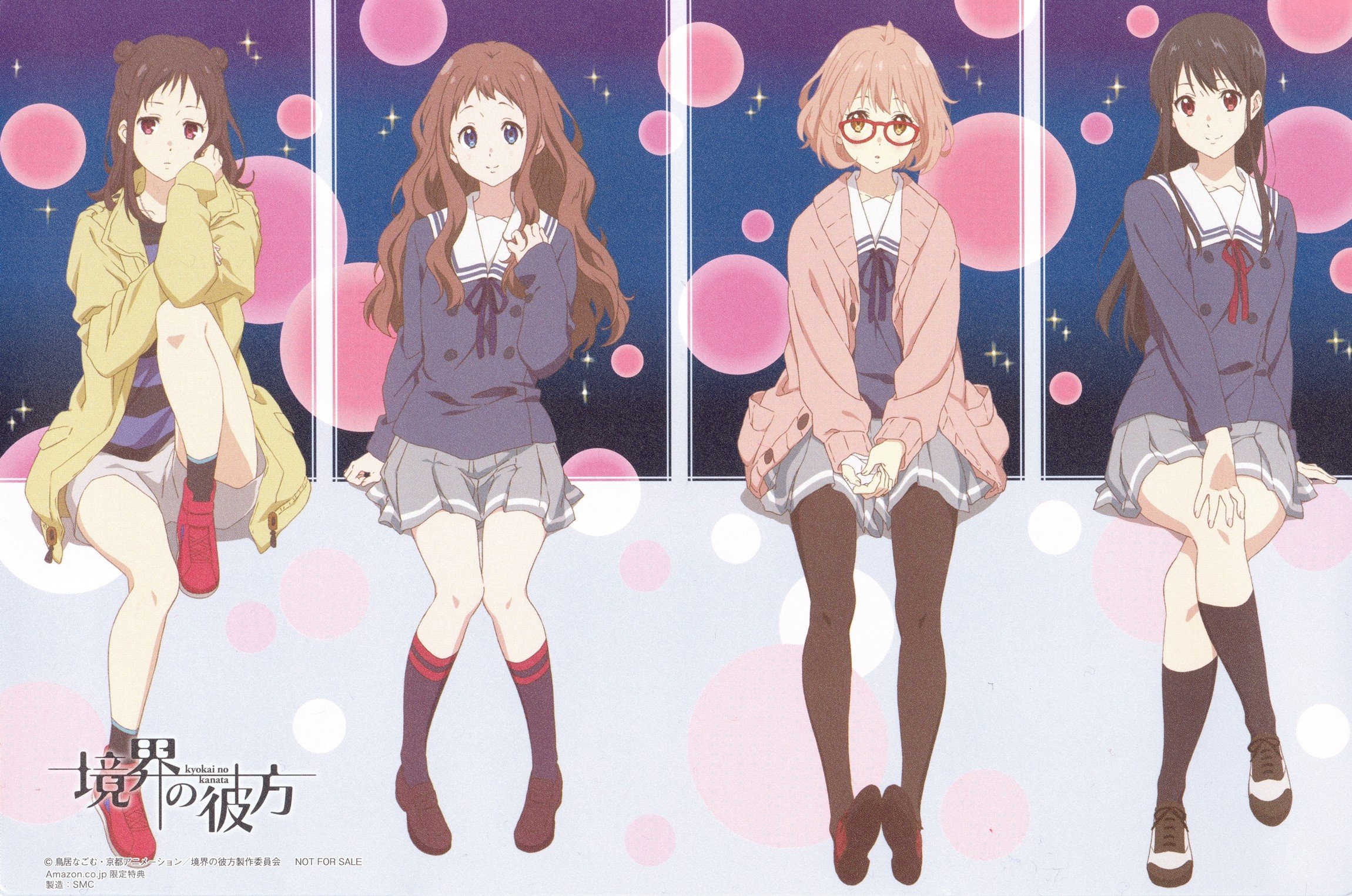 Kyoukai no Kanata, Anime girls, Kuriyama Mirai, Nase Mitsuki, Shindō Ai Wallpaper
