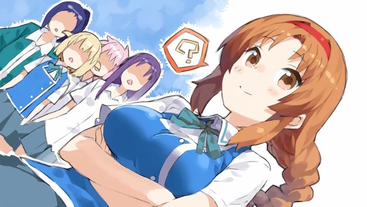 D Frag!, Anime girls, Takao (D Frag!), Shibasaki Roka, Karasuyama Chitose, Mizukami Sakura HD Wallpaper Desktop Background