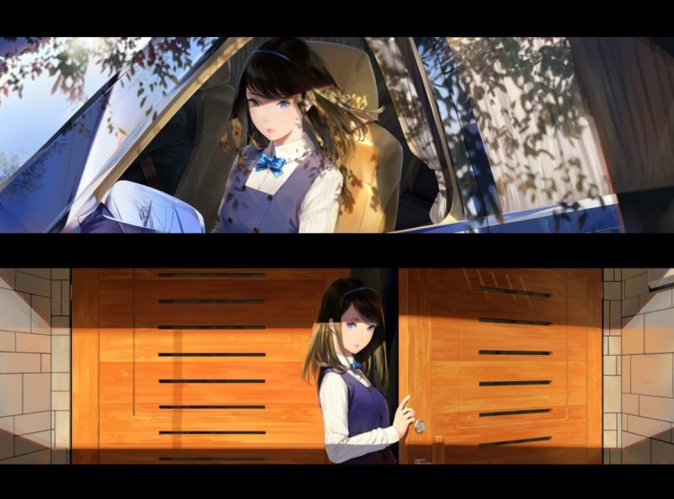 Sawasawa, Car, Door, Anime girls HD Wallpaper Desktop Background
