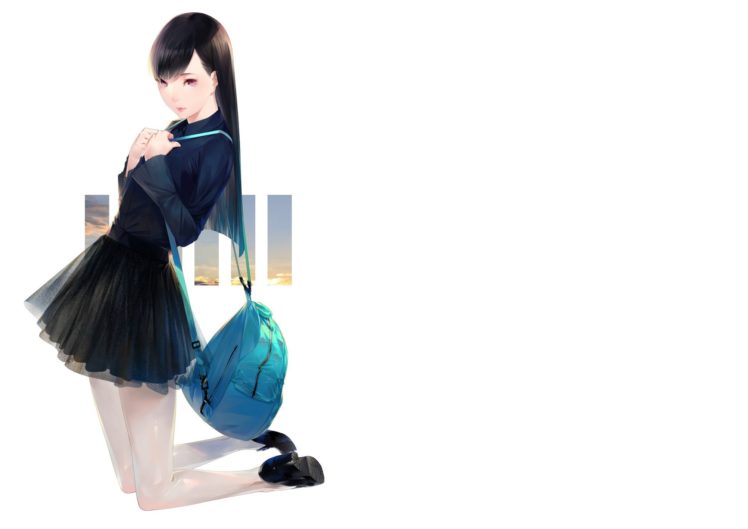 Sawasawa, Backpacks, Skirt, Anime girls HD Wallpaper Desktop Background