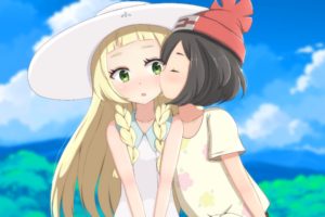 Pokémon, Moon(Pokémon Sun&Moon), Kissing, Anime girls, Lillie(Pokémon Sun&Moon)