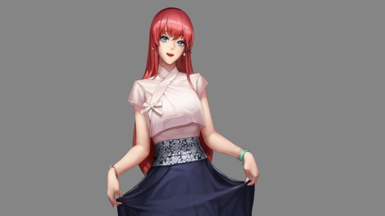 redhead, Blue eyes, Anime girls HD Wallpaper Desktop Background