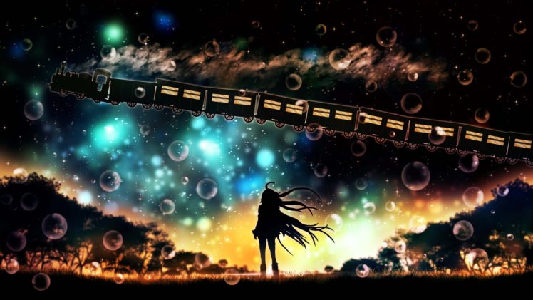 anime girls, Night, Train station, Shadow HD Wallpaper Desktop Background