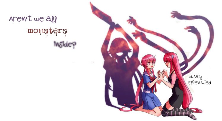 Elfen Lied, Quote, Lucy (Elfen Lied), Mirai Nikki, Gasai Yuno HD Wallpaper Desktop Background