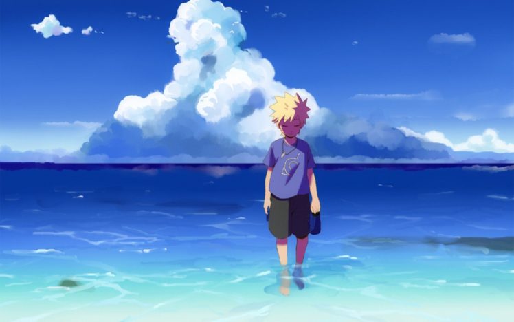 Masashi Kishimoto, Anime, Uzumaki Naruto, Digital art, Landscape, Water, Beach, Naruto Shippuuden HD Wallpaper Desktop Background