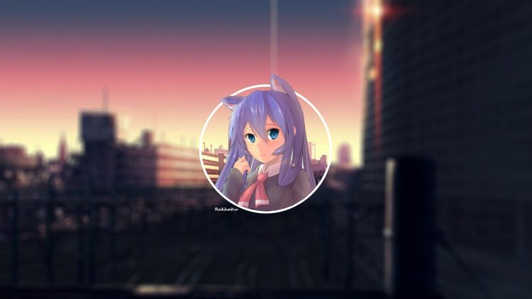 cat girl, Purple hair, School, City, Cat ears, Anime girls, Anime, Acchi Kocchi, Tsumiki Miniwa HD Wallpaper Desktop Background