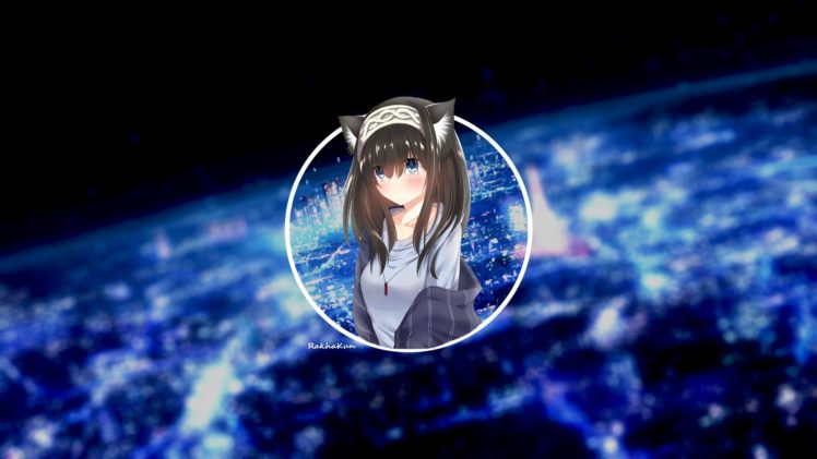 cat girl, Blue, Brown hairs, Cat ears, Anime girls, Anime, Sky HD Wallpaper Desktop Background