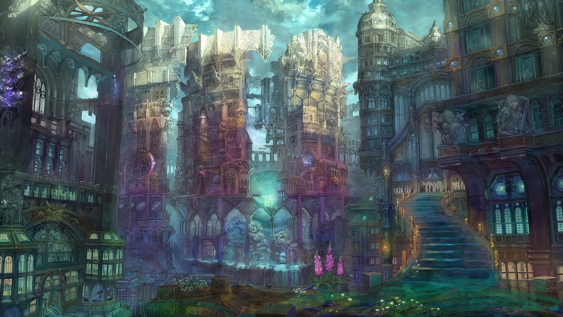 anime, Staircase Wallpaper