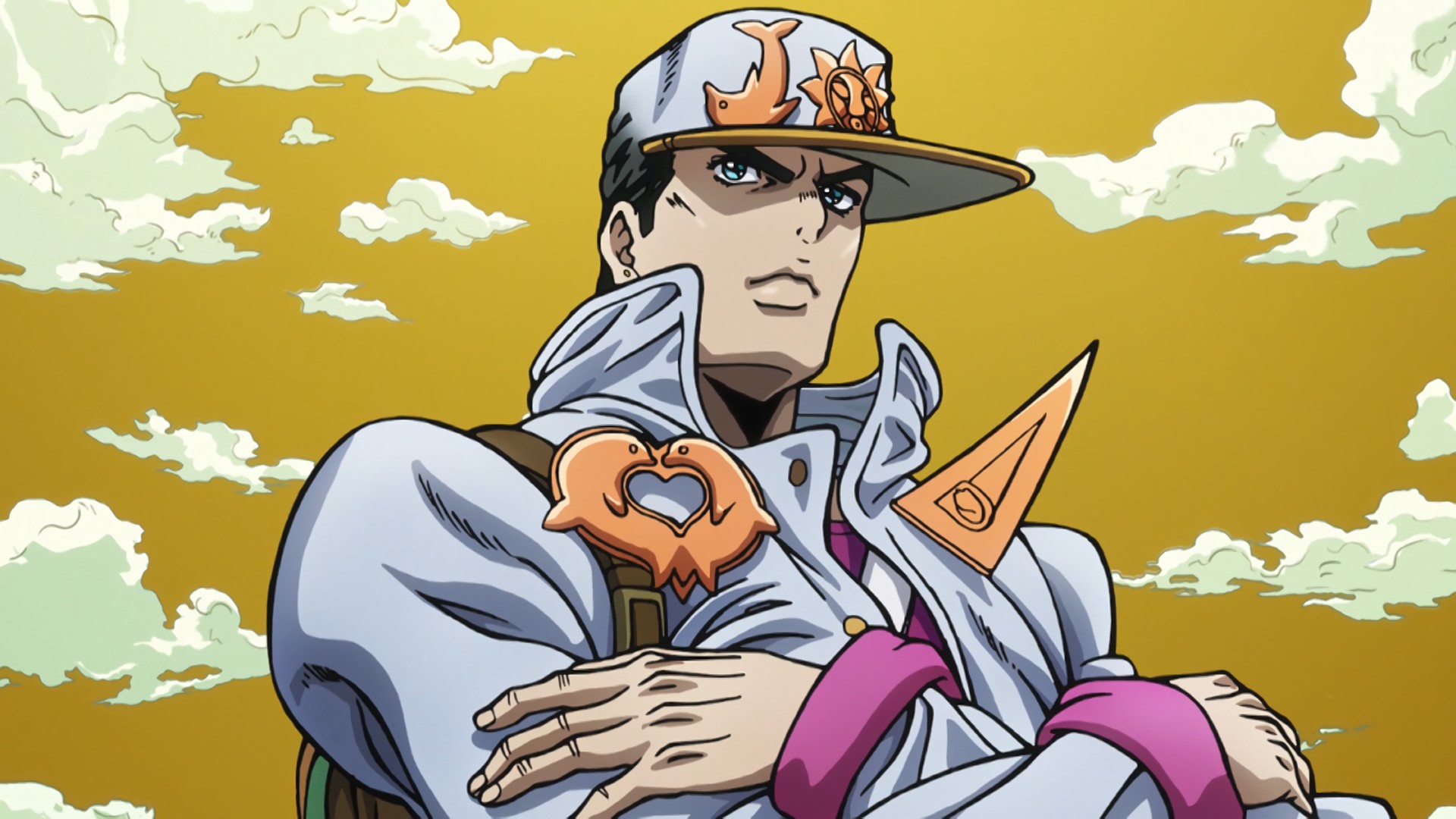 Jotaro Kujo, JoJos Bizarre Adventure, Anime boys, Hat, Sky, Anime Wallpaper