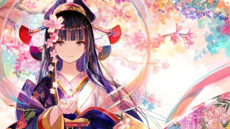 anime, Anime girls, Fantasy art, Flower in hair, Fantasy girl, Flowers HD Wallpaper Desktop Background