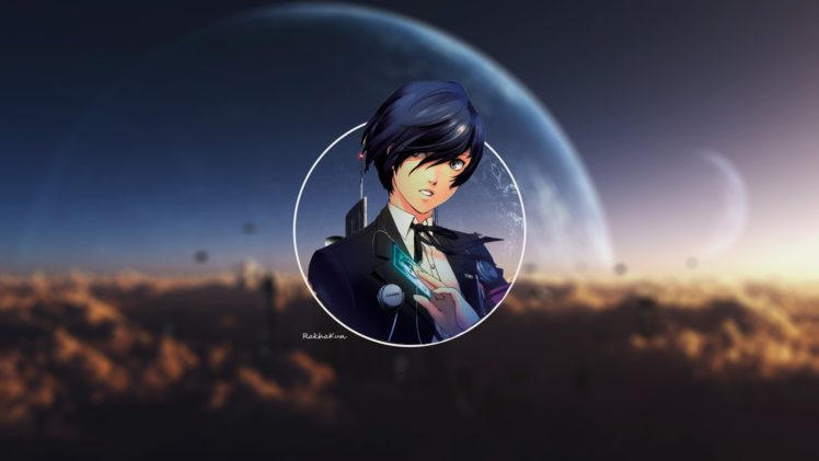 blue hair, Yuuki Makoto, Persona 3, Anime, City HD Wallpaper Desktop Background