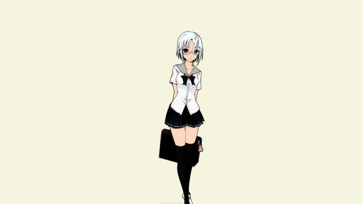 Abeno Chako Short Hair White Hair Blue Eyes Schoolgirl