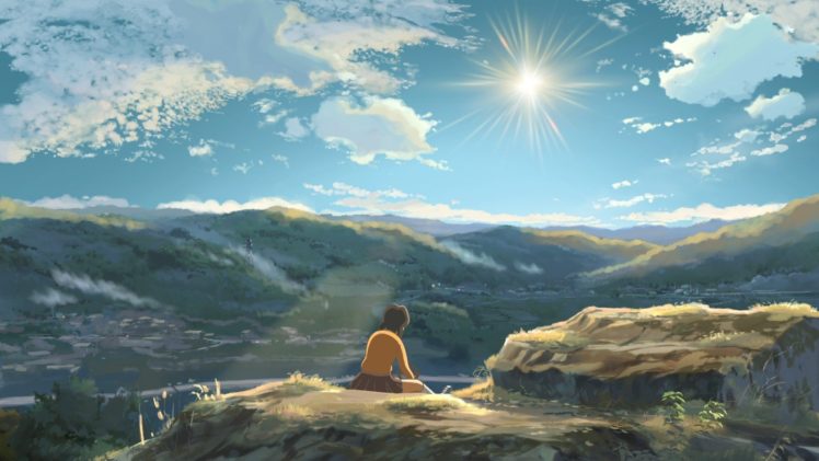 anime, Anime girls, Sky, Sun, Clouds, Children Who Chase Lost Voices HD Wallpaper Desktop Background