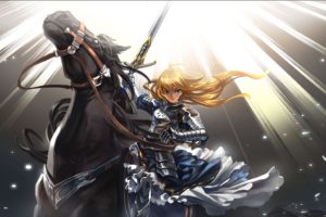 Fate Stay Night, Saber, Horse, Anime girls, Anime