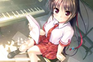 Daitoshokan no Hitsujikai, Anime girls, Sakuraba Tamamo, Anime, Piano