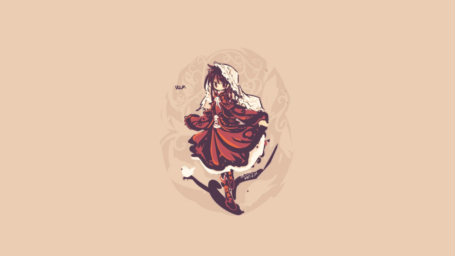 original characters, Red dress, Digital art Wallpaper