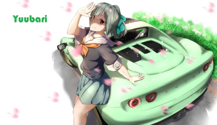 Yuubari (KanColle), Kantai Collection, Car, Lotus Elise, Anime girls HD Wallpaper Desktop Background