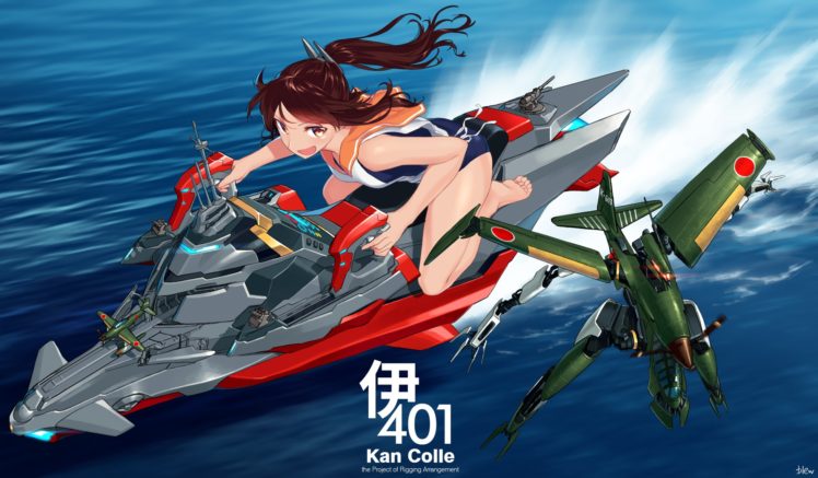 anime girls, I 401 (KanColle), Jet ski, Kantai Collection HD Wallpaper Desktop Background