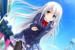 anime girls, Amanogawa saya, Silver hair, Visual novel