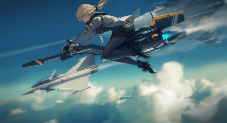 blonde, Brave Witches, Anime girls, Eurofighter Typhoon HD Wallpaper Desktop Background