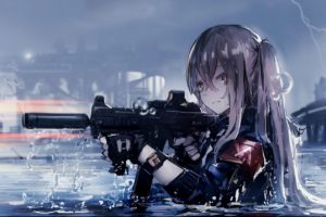 anime girls, Assault rifle, Gun