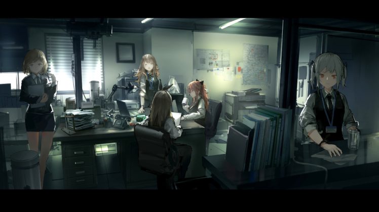 workers, Anime girls, Office HD Wallpaper Desktop Background
